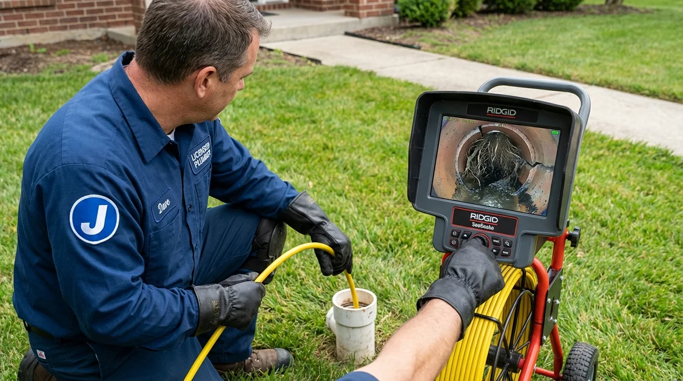 Sewer camera inspection being performed by Johns Plumbing LLC in Ridgefield